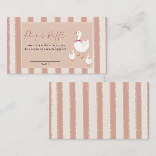Stoffig Roze Gestreepte Kleine Gans Baby Luier Raf Informatiekaartje (Voorkant / Achterkant)