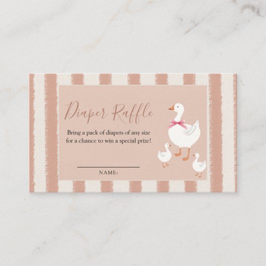 Stoffig Roze Gestreepte Kleine Gans Baby Luier Raf Informatiekaartje (Voorkant)