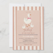 Stoffig Roze Gestreepte Schattigee Little Gosling  Kaart (Voorkant)