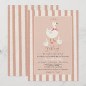 Stoffig Roze Gestreepte Schattigee Little Gosling  Kaart (Voorkant / Achterkant)