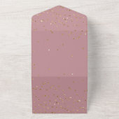 Stoffig Roze Goud Confetti Diamonds Dress Wedding All In One Uitnodiging (Buitenkant)