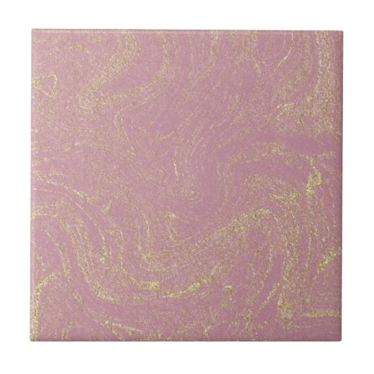 Stoffig Roze Goud Marmer Tegeltje (Voorkant)