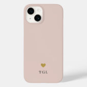 Stoffig Roze Gouden Hart Monogram Case-Mate iPhone Case (Achterkant)