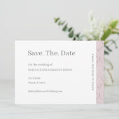 Stoffig roze grijs wit marmeren Save The Date-huwe Kaart (Staand voorkant)