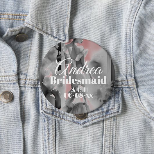 Stoffig Roze/ Grijze Waterverf Mooie bruidsmeisje Ronde Button 4,0 Cm (In situ)