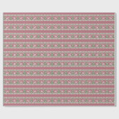 Stoffig Roze Groen en Wit Fair Isle Kerstmis Cadeaupapier (Vlak)