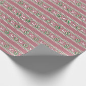 Stoffig Roze Groen en Wit Fair Isle Kerstmis Cadeaupapier (Hoek)