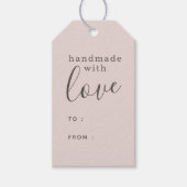 Stoffig roze Handgemaakt met liefde Cadeaulabel (Voorkant)