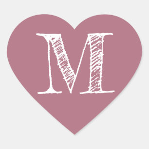 Stoffig Roze Hart Minimalistische Monogram Initiaa Sticker