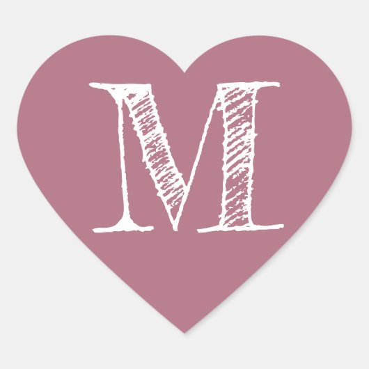 Stoffig Roze Hart Minimalistische Monogram Initiaa Sticker (Voorkant)
