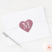 Stoffig Roze Hart Minimalistische Monogram Initiaa Sticker (Envelop)