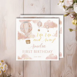 Stoffig Roze Hete Luchtballon Thema Verjaardag Mei Servet