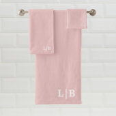Stoffig Roze Initialen Badhanddoek Set Bad Handdoek