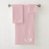 Stoffig Roze Initialen Badhanddoek Set Bad Handdoek (Insitu)