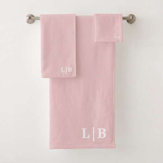 Stoffig Roze Initialen Badhanddoek Set Bad Handdoek (Insitu)