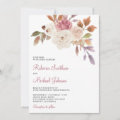 Stoffig Roze Ivoor Bloemen Alles in Een Huwelijk Kaart (Voorkant)