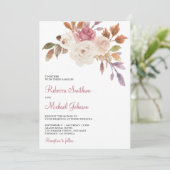 Stoffig Roze Ivoor Bloemen Alles in Een Huwelijk Kaart (Staand voorkant)