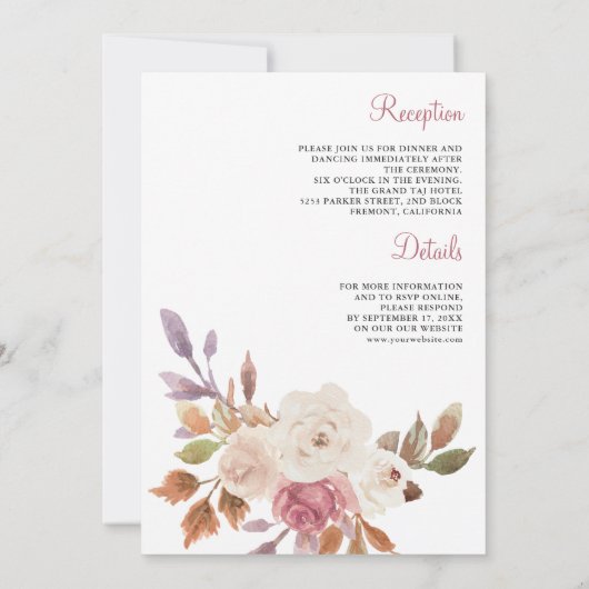 Stoffig Roze Ivoor Bloemen Alles in Een Huwelijk Kaart (Achterkant)