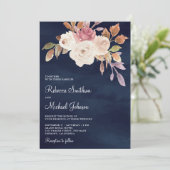 Stoffig Roze Ivoor Bloemen Alles in Een Marine Huw Kaart (Staand voorkant)