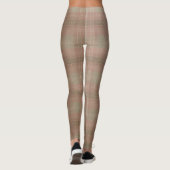 Stoffig roze khaki gestructureerde geruite blok leggings (Achterkant)