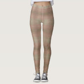 Stoffig roze khaki gestructureerde geruite blok leggings (Voorkant)