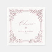 Stoffig Roze  Lijst Elegant Cheers Wedding Servet (Voorkant)