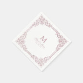 Stoffig Roze  Lijst Elegant Huwelijk Monogram Servet (Hoek)