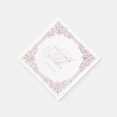 Stoffig Roze  Lijst Elegant Huwelijk Monogram Servet (Hoek)