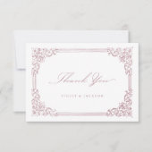 Stoffig Roze Lijst Elegant Script Bedankkaart (Voorkant)