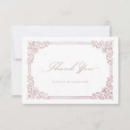 Stoffig Roze Lijst Elegant Script Bedankkaart