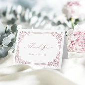 Stoffig Roze Lijst Elegant Script Bedankkaart