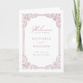 Stoffig Roze Lijst Elegant Script Wedding Programma (Voorkant)