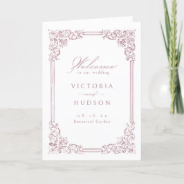 Stoffig Roze Lijst Elegant Script Wedding Programma