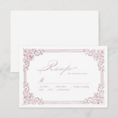 Stoffig Roze Lijst Elegant Script Wedding RSVP Kaartje (Voorkant / Achterkant)