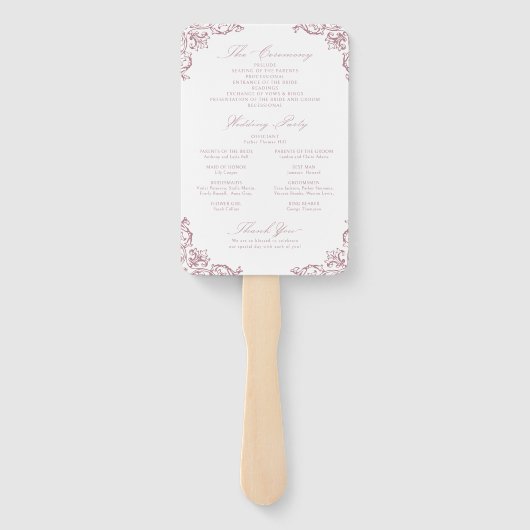 Stoffig Roze Lijst Elegant Trouwprogramma Handwaaier (Achterkant)