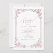 Stoffig Roze Lijst Elegante Bruids Brunch Kaart (Voorkant)