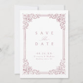 Stoffig Roze Lijst Elegante bruiloft Save The Date (Voorkant)