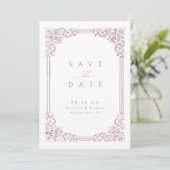Stoffig Roze Lijst Elegante bruiloft Save The Date (Staand voorkant)