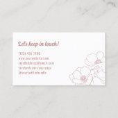 Stoffig Roze Mat Zwart Wit Anemonen Line Art Visitekaartje (Achterkant)