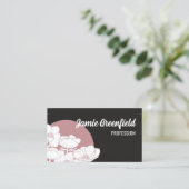 Stoffig Roze Mat Zwart Wit Anemonen Line Art Visitekaartje (Staand voorkant)