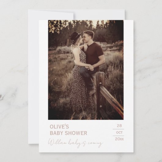 Stoffig Roze Minimaal Rusticaal het is een meisje Kaart (Achterkant)