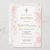 Stoffig roze minimalistisch doopsel Spaans Kaart (Voorkant)