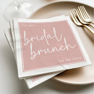 Stoffig Roze Minimalistisch Script Bruids Brunch Servet