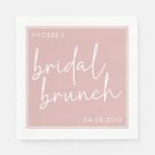 Stoffig Roze Minimalistisch Script Bruids Brunch Servet (Voorkant)