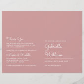 Stoffig Roze Minimalistisch Script Huwelijksprogra (Voorkant)