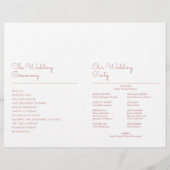 Stoffig Roze Minimalistisch Script Huwelijksprogra (Achterkant)