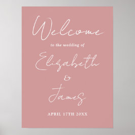 Stoffig Roze Minimalistisch Script Trouw Welkom Bo Poster