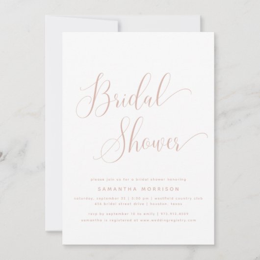 Stoffig roze minimalistisch Vrijgezellenfeest Kaart (Voorkant)