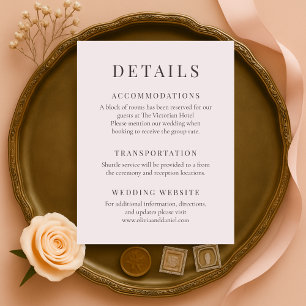 Stoffig Roze Minimalistische Elegante Trouwdetails Kaart