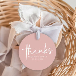 Stoffig Roze Minimalistische Script Bruidsdouche Bedankjes Labels